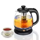 Taylor Swoden Small Electric Kettle， Keep Warm Glass Kettle with Filter Tea Infuser， 2200W 1L Black Cordless Water Tea Kettle for Home and Office - Abel 30A59