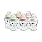 Tommee Tippee Biberones con Tetina con Forma de Pecho y Válvula Anticólico, 260 ml, Pack de 6, Transparente