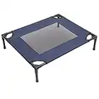 PawHut Dog Cat Puppy Pet Elevated Raised Cot Bed Portable Camping Basket – Blue (Medium)