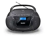 Karcher RR 5045 tragbares CD Radio (Boombox mit CD-Player, Kassette, UKW Radio, Batterie/Netzbetrieb, USB & AUX-In) Schwarz