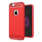 COPHONE® Coque de Protection iPhone 6 Plus Etui antidérapent Coque Fibre de Carbone Rouge iPhone 6 Plus Housse Souple Haute Protection, Anti Choc