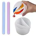 EBANKU Tazza Divisa per Versare la Vernice, 3 Camere Paint Pour Split Tazze per Colata in Silicone Riutilizzabile Split Cup con 2 pezzi Silicone Mescolare Stick per Realizzazione Fai-da-Te