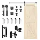 WINSOON 32in x 84in Barn Door with 6FT Sliding Hardware Kit,DIY Unfinished Spruce Wood, Easy to Assemble, Natural, K-Frame Door,J Shape Hanger…