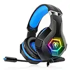 Cuffie Gaming PS4 PS5 PC Xbox One, Cuffie con Microfono Cancellazione del Rumore, 3D Surround Sound, Cuffie Comfort con LED RGB