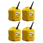 Midwest Can Company 8610 EPA & CARB Compliant 5 Gallon Diesel Can Fuel Container with Flame Shield Safety System and Auto Shut Off (4 Pack)