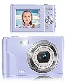 Digital Camera, Lecran FHD 1080P 36.0 Mega Pixels Vlogging Camera with 16X Digital Zoom, LCD Screen, Compact Portable Mini Cameras for Students, Teens, Kids (Purple)