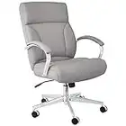Amazon Basics Modern Executive Chair, 275lb Capacity with Oversized Seat Cushion, Grey Bonded Leather, 29.13"D x 25.2"W x 43.11"H