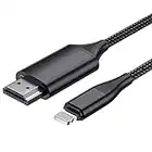 Câble HDMI pour iPhone, câble convertisseur HDMI 2.0m, téléphone/Pad/Pod vers TV, câble de connexion HDMI, iOS 11, 12, 13, 14, sortie TV YouTube, HD1080P Noir