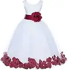 ekidsbridal White Floral Rose Petals Flower Girl Dress Birthday Girl Dress Junior Flower Girl Dresses 302s 14