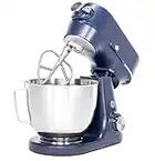 GE Tilt-Head Electric Stand Mixer | 7-Speed, 350-Watt Motor | Includes 5.3-Quart Bowl, Flat Beater, Dough Hook, Wire Whisk & Pouring Shield | Countertop Kitchen Essentials | Sapphire Blue