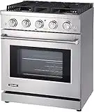 Lycan Professional Gas Range Cook Top - 4.55 cu.ft. Kitchen Gas Oven with Adjustable Rack - Heavy Duty Stainless Steel Stove with 4 Burners - Premium Freestanding Oven Range - Easy to Clean Gas Stoves