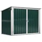 Outsunny Storage Shed Horizontal Garbage Can Multi-Functional Organizer with Double Door & Lid Rubbish Cover for 2 Trash Cans