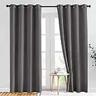 NICETOWN Gray Blackout Curtains for Bedroom 84 inches Long - Thermal Curtains & Drapes Grommet Noise Reducing Room Darkening Solid Window Panels for Living Room (2 Panels, W52 x L84, Grey)