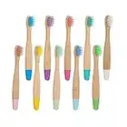 Bamboo Toothbrush, Charcoal Tooth Brush, Natural Wooden Toothbrushes, Soft Bristles Toothbrushes for Kids (Mixed Colors)10 Pcs