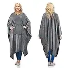Catalonia Fleece Wearable Blanket Poncho for Adult Women Men, Travel Wrap Blanket Cape with Pocket | Warm, Soft, Cozy, Snuggly, Gift for Her, No Sleeves | All-Season