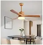 Modern LED Ceiling Fan Light with Remote Control, 42" 24W Minimalist Solid Wood Fan Light Bedroom 3 Speeds Nordic Ceiling Fan Light Dimmable Timing Silent Ceiling Fan Living Room Dining Room,Natural