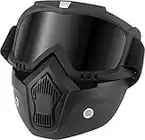 HuoBi Occhiali da equitazione per casco da motociclista con maschera rimovibile per il viso protezione dalla nebbia, filtro per bocca regolabile e antiscivolo, occhiali da motocross vintage