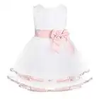 iixpin Babybekleidung Baby-Mädchen Prinzessin Kleid Festzug Taufkleid Hochzeit Partykleid Mädchen Tüll Kleidung Blumenmädchenkleid mit Baumwollhose Perle Rosa 80-86