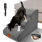 Zvonema ZNM Escalera para perros y gatos, 3 peldaños impermeables para gatos para sofá cama, antideslizante, lavable, escaleras para mascotas, desmontables, portátiles, 60 rollos de pelusa…