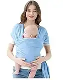 EIDANZ Newborn Baby Carrier Wrap - Original Cotton Breathable Sling Baby Lightweight Hands-Free Baby Sling wrap Newborn 3-6-12 Months Plus (Sky Blue)……