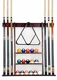 Iszy Billiards Queue-Rack Only – 6 Poolqueue – Billardstock Wandregal aus Holz – wählen Sie Mahagoni, Schwarz oder Eiche, Unisex-Erwachsene, F15001-mah, Mahagoni