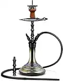 Tall Shisha Hookah Set Luxury Modern Glass Hookah Large Hookah Complete Set with Washable Silicone Hookah Pipe Clay Hookah Bowl Screen Charcoal Holder Coal Tongs 4 Hose Ports Easy Set Up Big Cloud