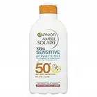 Garnier Ambre Solaire Kids Sensitive Sun Protection Lotion SPF 50+ 200ml, Very High Protection Sunscreen Against UVA & UVB, Moisturising Water Resistant Sun Cream For Face & Body,3 star UVA Protection