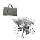 CAMPINGMOON Stainless Steel Foldable Camping Grills Portable Wood Burning Charcoal Grill 14-inch with Carrying Bag MT-2