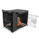 Durable Dog Crate Cover Double Door for Large pet Cover Kennel Covers Universal Fit for 48 inches Wire Dog Crate (48 Inch (48" L x 30" W x 33" H))-Black