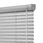 BERISSA Aluminum 1" Cordless Horizontal Mini Window Blinds Custom Cut to Size Room Darkening Blinds & Shades for Home Office Bathroom French Door Windows Office Silver Gray