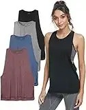 Cosy Pyro Workout Tank Tops for Women Lightweight Running Tanks Basic Gym Tops Sleeveless Athletic Yoga Shirts-4 Pack Black/Dark Gray/Navy/Wine X-Large