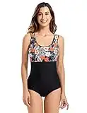 Delimira Women's One Piece Swimsuit Plus Size Floral Printed Swimwear Bathing Suit Multicoloured #32 16