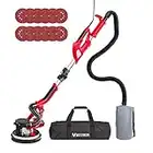 YATTICH Drywall Sander, 750W Electric Sander with 12 Pcs Sanding discs, 7 Variable Speed 800-1750 RPM Wall Sander with Extendable Handle, LED Light, Long Dust Hose, Storage Bag and Work Glove, YT-916