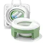 Potty Training Toilet Seat Portable Travel Potty for Toddlers 3-in-1 Chairs Baby Foldable WC Liners Detachable Reusable Outdoor and Indoor with Storage Bag Suitable Boys Girls Easy to Clean (Green)