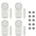 Shackcom 4pcs Fensteralarm Türalarm Selbstklebend Alarm Fenster 120dB mit Wireless Magnetsensor für Home Security Einbruchschutz Türalarmsensor mit Batterien