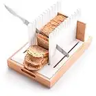 Bread Slicer for Homemade Bread With Long Knife & Crumb Tray - Compactable Bread Slicer Guide For Homemade Bread Adjustable, 3 Size, 3 Thickness - Bread Cutter for Homemade Bread, Loaf, Bagel, Bun