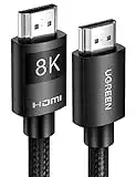 UGREEN Câble HDMI 2.1 8K 60Hz 4K 120Hz UHD Haute Vitesse 48 Gbps Supporte 3D eARC HDR Dynamique HDR 10 Dolby Vision HDCP 2.2 2.3 Compatible avec PS5 PS4 Pro Xbox One X PC HDTV 8K Monitor (2M)