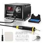 BURNNOVE Máquina de Pirograbado Kit de Quema de Madera 60W 220V con 0 ° C a 750 ° C Temperatura Ajustable 30 Cabezas de Bolígrafo Pantalla Digital