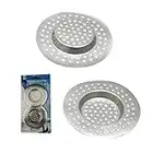 Sink Strainer Plug Hole Hair Catcher 2Pcs Stainless Steel Hair Catchers, Bathtub Shower Drain Cover Hair Catcher Sink Plug Stopper Drain Filter for Kitchen Bathroom Sink(7.6cm)