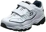 Skechers Sport Men's Afterburn Strike Memory Foam Velcro Sneaker, White/Navy, 10.5 4E US