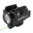 SecurityIng Pistol Green Beam Sight LED Light Combo, 800 Lumen Strobe USB Rechargeable Multiple Modes Compact Rail Mount Tactical Flashlight Gun Light for Picatinny Rail, Battery Included