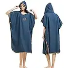 Changing Robe Towel Poncho with Hood for Surfing Swimming Wetsuit Changing,Compact & Light Weight,One Size Fit All Navy