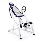 KLAR FIT Table d'inversion Professionnelle et réglable - Klarfit Relax Zone - pour l'étirement de la Colonne vertébrale - avec Une capacité maximale de 150 kg, Blanc/Bleu