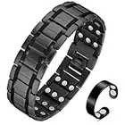 Vicmag 3X Magnetic Bracelet Men Titanium Steel Bracelet Ultra Strength Magnets Adjustable Wristband with Adjustment Tool & Gift Box (Black)