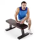 Marcy Deluxe Versatile Flat Bench Workout Utility Bench with Steel Frame SB-10510, Black, 19.00 x 17.00 x 44.00 inches