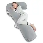 AngQi Body Pregnancy Pillow with Jersey Cover, L Shaped Full Body Pillow for Pregnant Women and Side Sleeping