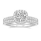 EAMTI 1.25CT 925 Sterling Silver Bridal Rings Sets Cubic Zirconia Halo CZ Engagements Rings Wedding Bands for Women Promise Rings for her Size 4-11, Metal, Cubic Zirconia,