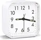 Brifit Silent Alarm Clocks Bedside Battery Powered Bedside Clock Non ticking with Luminous Dial Snooze Night Light Function Large Display Easy to Read for Heavy Sleepers Kids Travel Bedroom - White