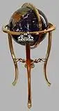 37" Floor Standing Blue Lapis Gemstone Globe with 50 USA Divided State Stones