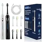 Sonic Electric Toothbrush for Adult, 2 Pack Rechargeable Tooth Brush, 3 Modes, Smart Timers, One Charge for 60 Days, Electric Toothbrush Set with 8 Brush Heads, 48,000 VPM - Black and White